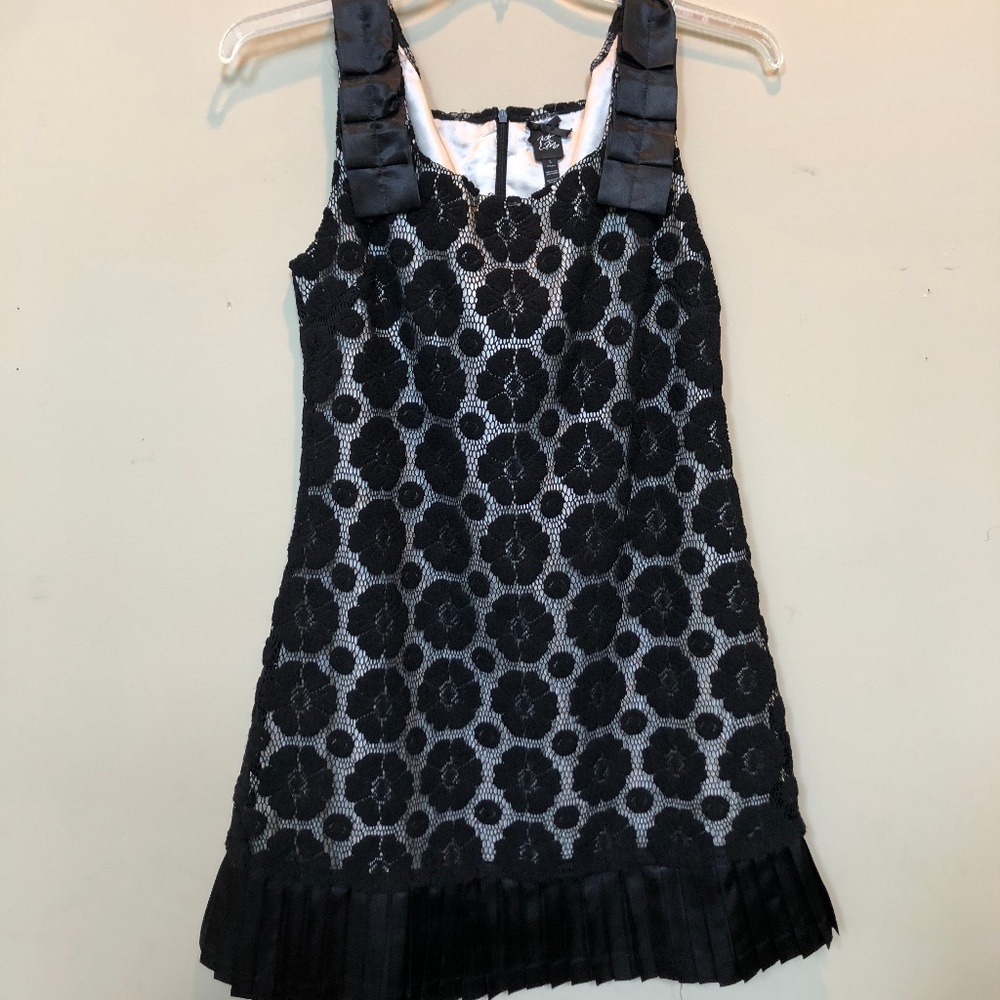 Mick & Mo Black Cocktail Dress with Lace Overlay